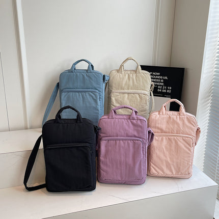 Black Lightweight Nylon Vertical Crossbody Tote Bag – product detail
