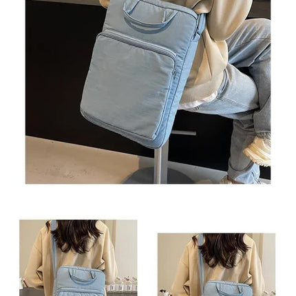 Beige Lightweight Nylon Vertical Crossbody Tote Bag – product perspective