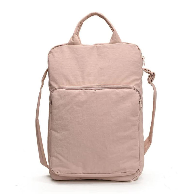 Pink Lightweight Nylon Vertical Crossbody Tote Bag