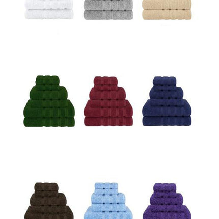 Purple Luxury 6-Piece Combed Cotton Towel Bale Set - Ultra Soft & Absorbent Bath, Hand, Face Towels
