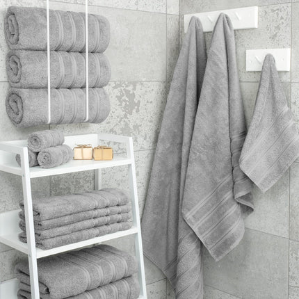 Purple Luxury 6-Piece Combed Cotton Towel Bale Set - Ultra Soft & Absorbent Bath, Hand, Face Towels