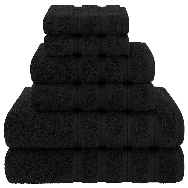 Black Luxury 6-Piece Combed Cotton Towel Bale Set