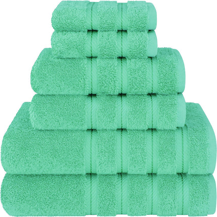 Green Luxury 6-Piece Combed Cotton Towel Bale Set - Ultra Soft & Absorbent Bath, Hand, Face Towels