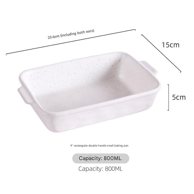 White Elegant Speckled Ceramic Rectangular Baking Dish
