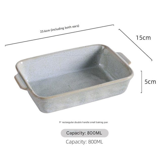 Green Elegant Speckled Ceramic Rectangular Baking Dish