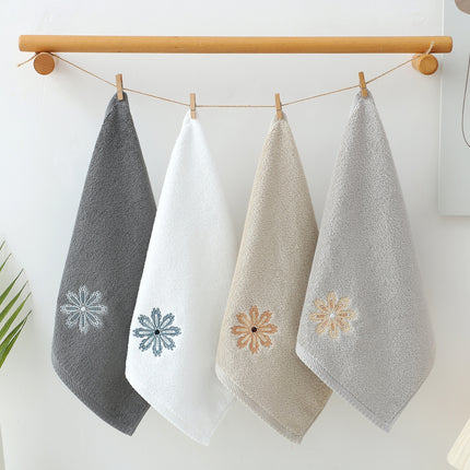 Grey 4-Pack Elegant Glod Floral Embroidered Cotton Hand Towels – design and finish