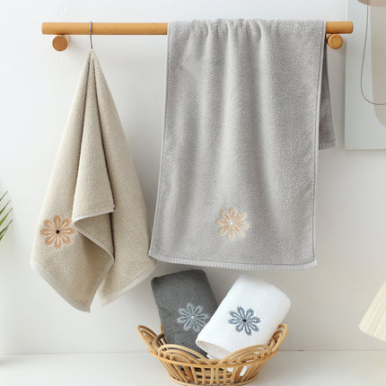 Grey 4-Pack Elegant Glod Floral Embroidered Cotton Hand Towels – shape and profile