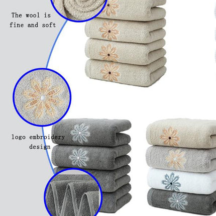 Grey 4-Pack Elegant Glod Floral Embroidered Cotton Hand Towels – surface and form