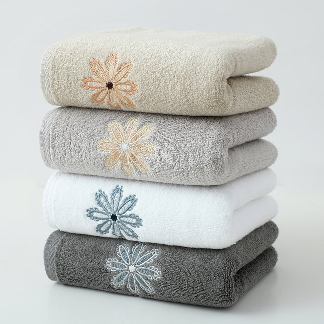Color Mixing 4-Pack Elegant Floral Embroidered Cotton Hand Towels