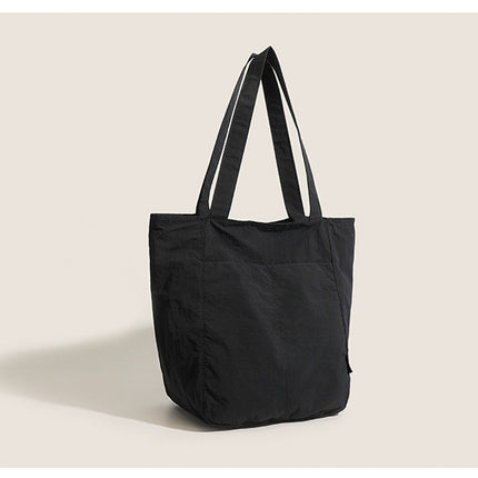 Black Chic Lightweight Canvas Blend Tote Bag - Stylish Large Capacity Shoulder Bag for Women, Perfect for Commute & Daily Use