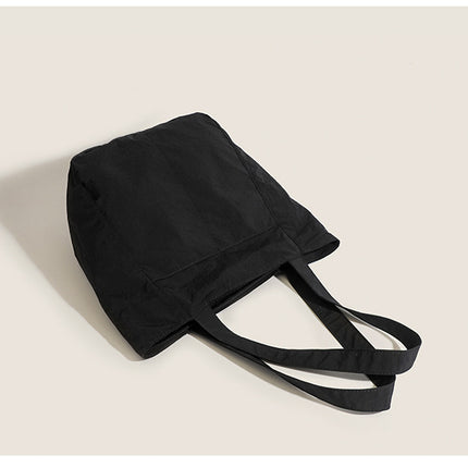 Black Chic Lightweight Canvas Blend Tote Bag - Stylish Large Capacity Shoulder Bag for Women, Perfect for Commute & Daily Use