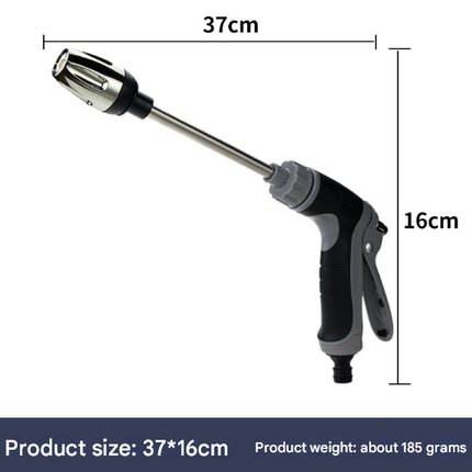 Black and Grey Heavy Duty Long Wand Garden Hose Nozzle - High Pressure Water Spray Gun with Adjustable Patterns for Car Wash, Plants & Cleaning