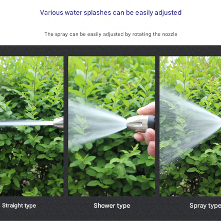 Black and Grey Heavy Duty Long Wand Garden Hose Nozzle - High Pressure Water Spray Gun with Adjustable Patterns for Car Wash, Plants & Cleaning