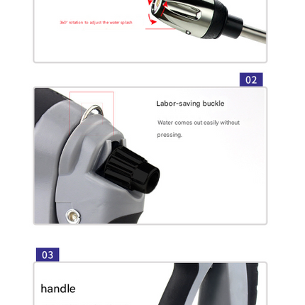 Black and Grey Heavy Duty Long Wand Garden Hose Nozzle - High Pressure Water Spray Gun with Adjustable Patterns for Car Wash, Plants & Cleaning