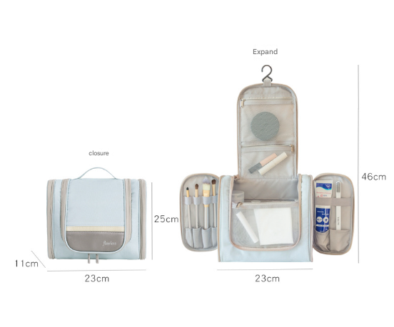 Light Blue Large Capacity Hanging Travel Toiletry Bag – product detail
