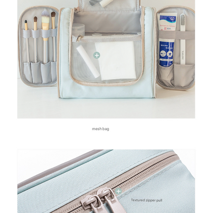 Light Blue Large Capacity Hanging Travel Toiletry Bag - Portable Waterproof Organizer for Cosmetics, Makeup & Toiletries with Multiple Compartments