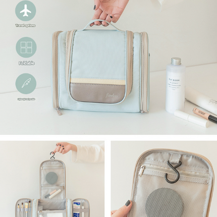 Dark Blue Large Capacity Hanging Travel Toiletry Bag - Portable Waterproof Organizer for Cosmetics, Makeup & Toiletries with Multiple Compartments