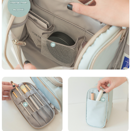Dark Blue Large Capacity Hanging Travel Toiletry Bag - Portable Waterproof Organizer for Cosmetics, Makeup & Toiletries with Multiple Compartments