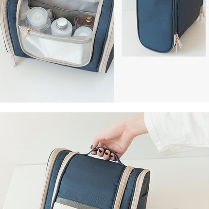Dark Blue Large Capacity Hanging Travel Toiletry Bag - Portable Waterproof Organizer for Cosmetics, Makeup & Toiletries with Multiple Compartments