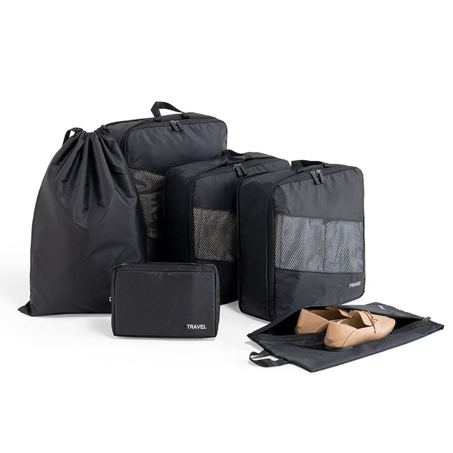 Black Premium 6-Piece Compression Packing Cubes Set