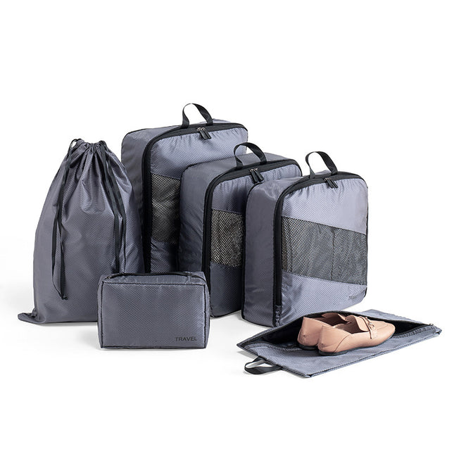 Grey and Black Premium 6-Piece Compression Packing Cubes Set