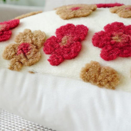 Pink Charming 3D Floral Plush Cushion Covers - Set of 4, 45x45cm Soft Faux Lambswool Pillowcases for Sofa & Bed Decor