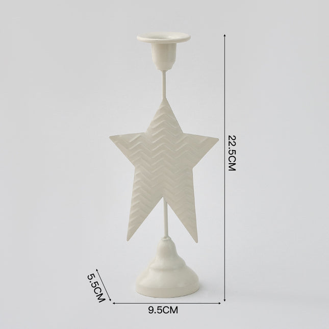 White Elegant Star Metal Candlestick Holder