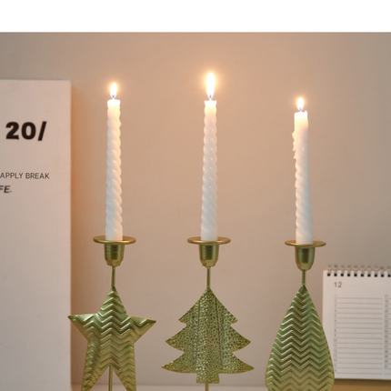Grey Elegant Star Metal Candlestick Holder - Decorative Taper Candle Stand for Home, Tabletop & Special Occasions