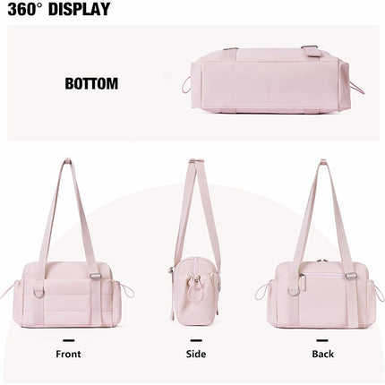 Beige Chic Women's Mini Gym Duffel Bag - Lightweight Nylon Shoulder Tote with Wet Pocket, Multiple Compartments & Removable Pouch