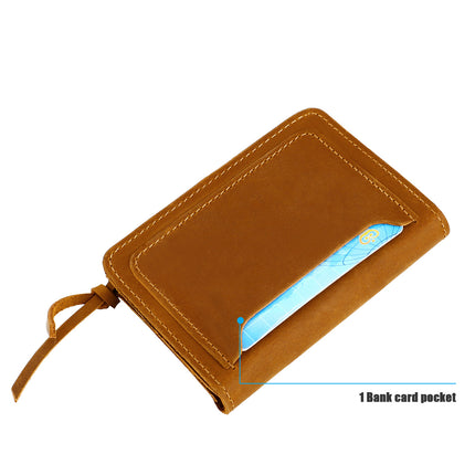 Khaki Vintage Handmade Crazy Horse Leather Wallet – product features