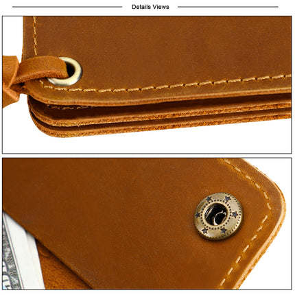 Khaki Vintage Handmade Crazy Horse Leather Wallet – product perspective