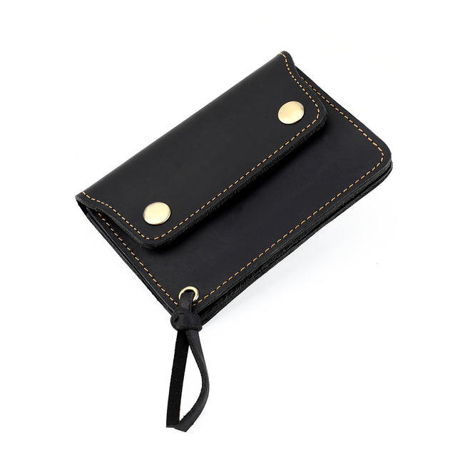 Black Vintage Handmade Crazy Horse Leather Wallet