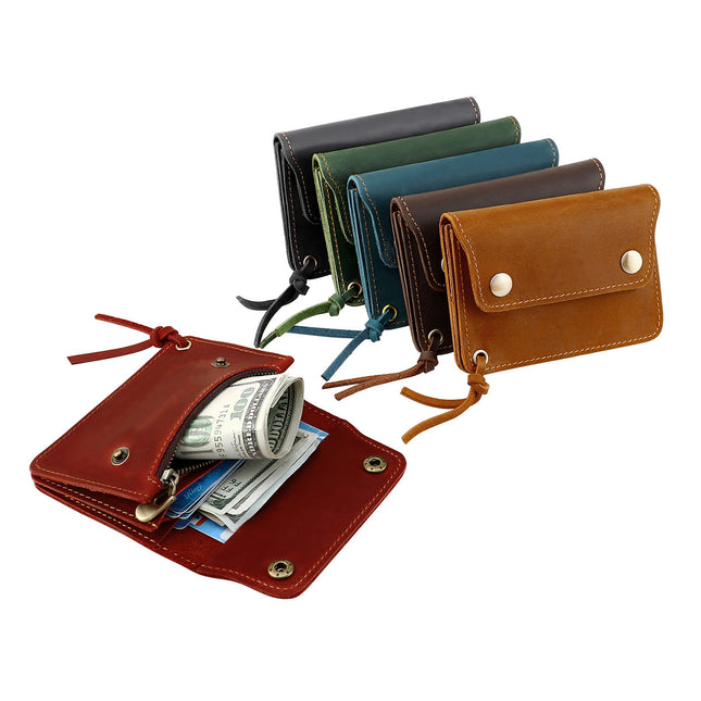 Green Vintage Handmade Crazy Horse Leather Wallet – product detail