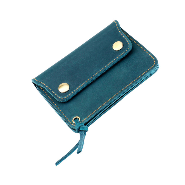Blue Vintage Handmade Crazy Horse Leather Wallet