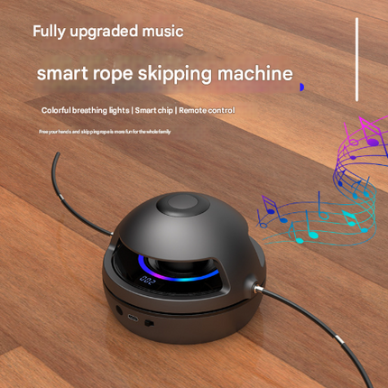 Blue Smart Electric Jump Rope Machine with Bluetooth Music, Remote Control & LED Lights