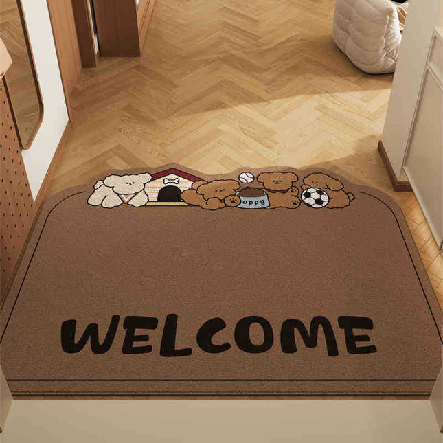 Dog Dark Curry Set of 2 Cartoon PVC Coil Entrance Mats