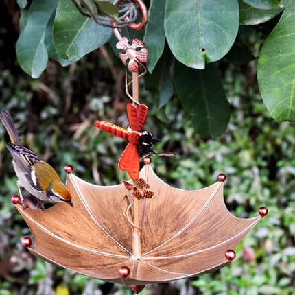 Dragonflies Charming Hanging Umbrella Bird Feeder - Decorative Outdoor Garden Accent