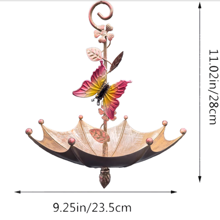 Butterfly Charming Hanging Umbrella Bird Feeder - Decorative Outdoor Garden Accent