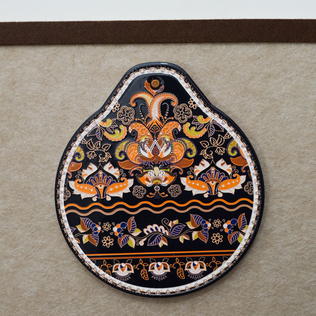 Orange-black Set of 4 Embossed Ceramic Paddle Mats
