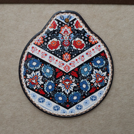 Blue-red Set of 4 Embossed Ceramic Paddle Mats - Assorted Bohemian Pattern Heat Resistant Pads