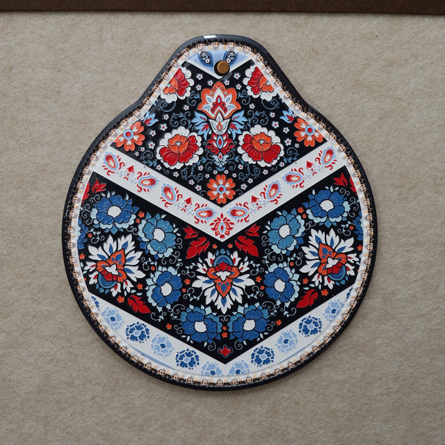 Blue-red Set of 4 Embossed Ceramic Paddle Mats