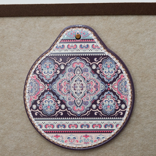 White-pink Set of 4 Embossed Ceramic Paddle Mats