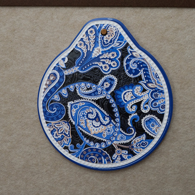 Blue-black Set of 4 Embossed Ceramic Paddle Mats