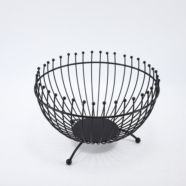 Small Feet Black Modern Metal Wire Fruit Basket Bowl