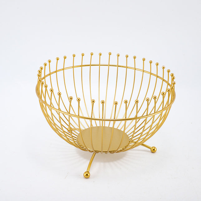 Small Feet Gold Modern Metal Wire Fruit Basket Bowl