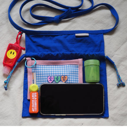 Black 2PCS Cute Lightweight Drawstring Crossbody Phone Bag - Simple Mini Shoulder Pouch (21x22cm)