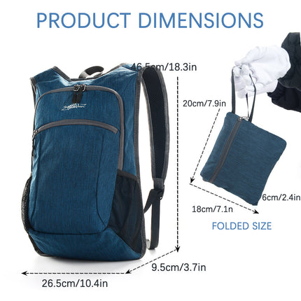 Grey Ultra Lightweight Packable Backpack - Foldable Daypack for Hiking & Travel