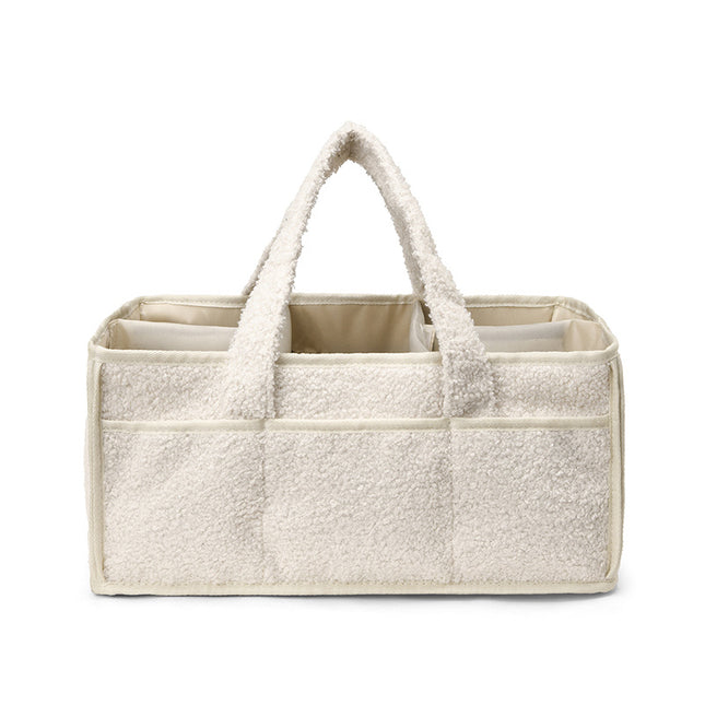 White Large Plush Nappy Caddy Organizer