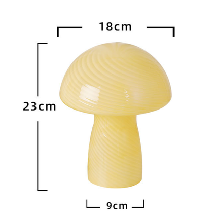 Stripe-Pure Grey-white Retro Swirl Glass Mushroom Table Lamp - LED Bedside Night Light