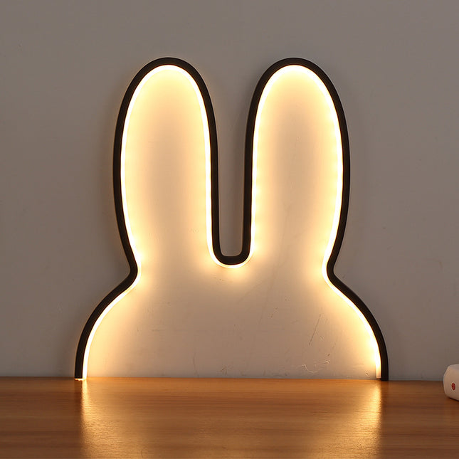 Black 29x30cm Adorable Bunny LED Wall Night Light